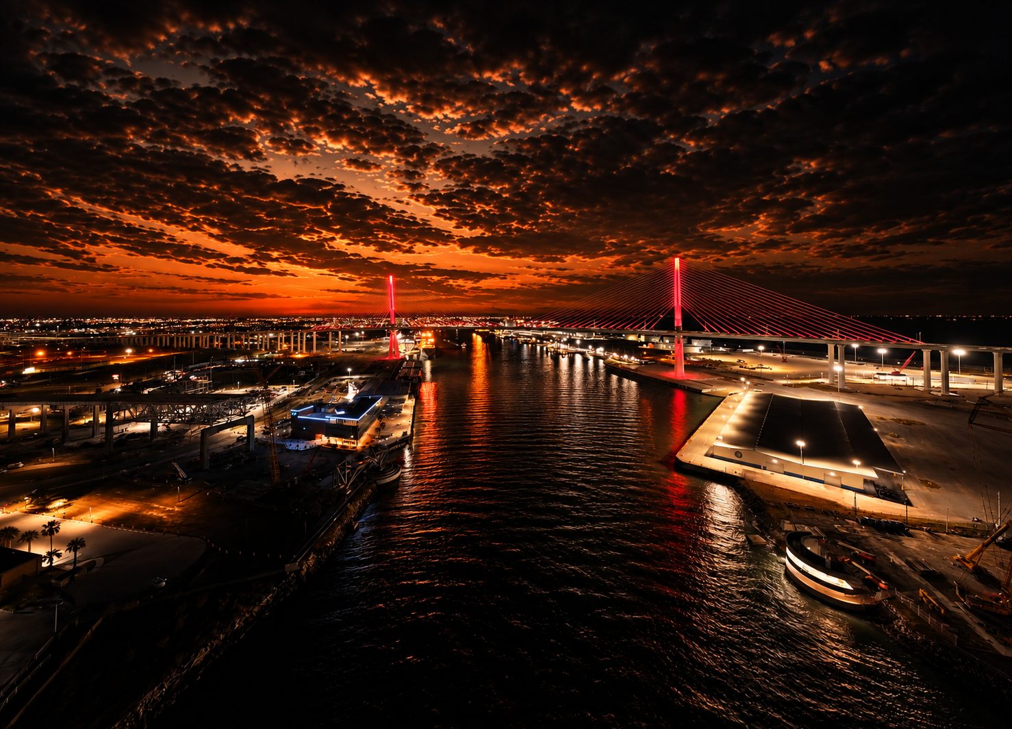 Harbor Bridge after dark